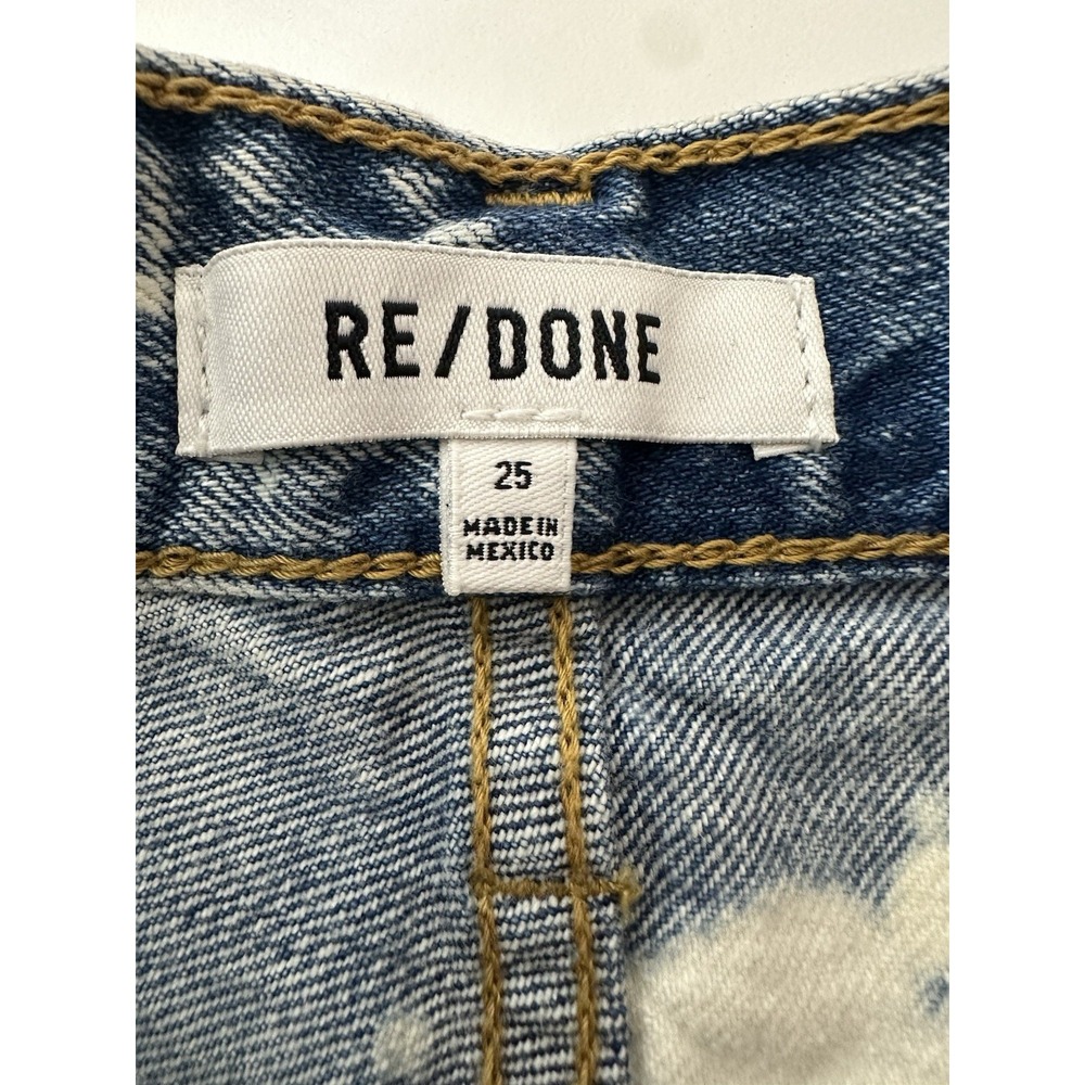 New RE/DONE 70s High Rise Denim Shorts Splash Jean Women's 25 Blue Button Fly‎ - Picture 3 of 11